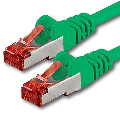 1aTTack.de Cat6 Ethernet Cable 1x 1m RJ45 - LAN Router - green | SFTP PIMF shielding reduces interference; RJ45 LAN cable for router, switch, PC, console, Smart TV and Ethernet networks