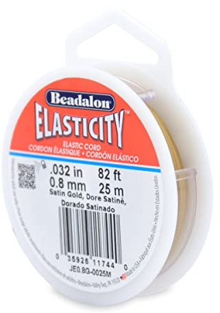 Beadalon Elasticity Bead String - Bracelet Cord, 0.8 mm/25 m, Satin Gold