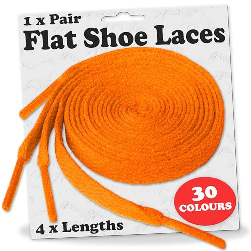 Shoelaces Flat Coloured Trainers Hi-tops Football Boots Hiking Laces Shoelaces New Suitable for all brands including Nike Adidas Converse Puma Vans (60cm, Day Glow Orange)…