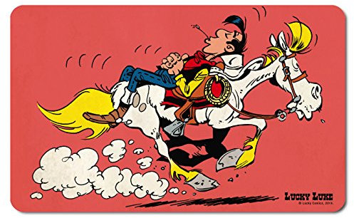 Logoshirt® Lucky Luke I Riding On Jolly Jumper I Frühstücksbrettchen I Schneidebrett I 23x14cm I spülmaschinenfest & hitzebeständig I Lizenziertes Originaldesign