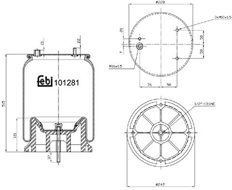 febi bilstein 101281 Luftfederbalg mit Kunststoffkolben und Kolbenstange , 1 Stück
