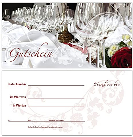 25 Gutscheine Gutscheinkarten Geschenkgutscheine – edel neutral Gastro Restaurant Bar Kneipe