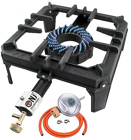 NJ GB-29 Large Gas Boiling Ring Cast Iron Burner Camping Stove Outdoor Catering LPG Cooker 8kW (Butane 29mbar Screw-on)