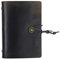 Cheerlife Mini A7 Echt Leder Journal Reisetagebuch Ringbucheinlagen Nachfüllbar Blätter Notizbuch Zeichenfolge gebunden leeren Notebook (Schwarz)