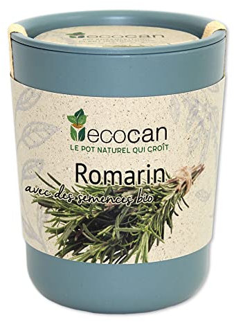 Feel Green Ecocan, Romarin Certifiées Bio, Idée Cadeau (100% Biodégradable), Grow-Your-Own/Kit Prêt-à-Pousser, Le Pot Écologique Qui Croît 9 x 7 cm, Produit en Autriche