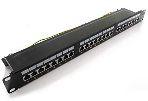 1aTTack.de 367457 Panneau de brassage CAT6 24 ports noir panneau de distribution LSA+ technologie de connexion distribution réseau - RJ45 - TIA 568 A/B - noir