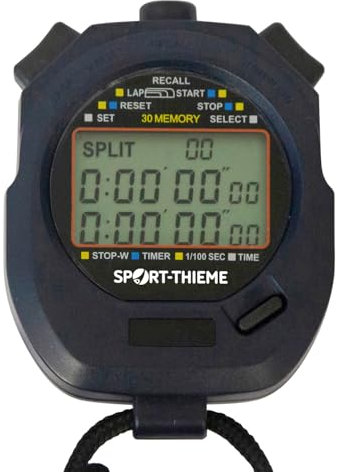 Sport-Thieme Stoppuhr Countdown | Temperaturanzeige | wasserdicht | Lieferung mit Batterien | stoßfest | langlebig | Stummschaltungstaste | Anzeige bei niedrieger Leistung