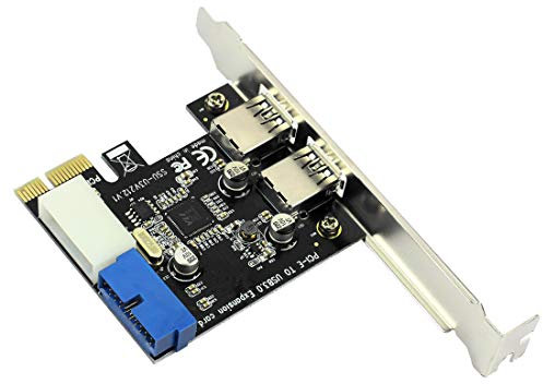 JMT USB3.0 PCI-E Expansion Card Adapter Front External 2 Port USB 3.0 Hub & Internal 19pin Header PCIE Card 4pin IDE Power Connector