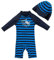upandfast UV-Schutz einteiliger langärmliger Badeanzug mit Reißverschluss für Baby Jungen(Dunkelblau,6-9 Monate)