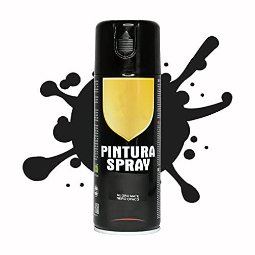 Pintura Spray 400ml para Metal/Madera/Plástico (Negro Mate, 1 Bote)