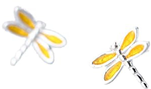 925 Massives Echtes Sterling Silber Niedlichen Gelben Libellen-Ohrstecker Für Jugendlich Mädchen-Frauen-feinsilberschmuck