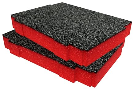 Shadow Foam Makpac Einsatz [Doppelpack] Anpassbarer Schaumstoff für Makita Makpac Modular Systeme | Ideal für Lean, 5S, Kaizen & Custom Organizer (50mm, Rot)