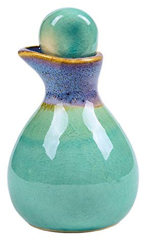 Healifty Japanese Style Ceramic Soy Sauce Bottle Porcelain Olive Oil Vinegar Dispenser Cosmetic Storage Essentials Oil Jar (Blue)