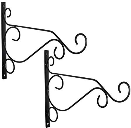 LIANYG Blumenampel Halterung 2 STÜCKE Laternen Hängende Pflanze Halterung Eisen Home Decor Zaun mit 4 Schrauben Indoor Outdoor Haken Garten Wandhalterung für Vogelfutterer blumenampel Haken 335