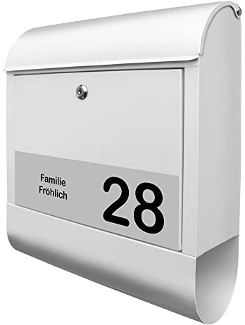 banjado Design Briefkasten mit Zeitungsfach 38,5 x 46,5 x 13cm / Postkasten mit Zeitungsrolle/Stahl Briefkasten bunt/Wandbriefkasten A4 Einwurf, Montagematerial, Schwarz auf Grau kompakt