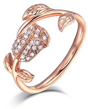 Skcess Eheringe Gold 585 Eheringe 14 Karat Roségold, Vintage Ringe Roségold Blume Diamant Verlobungsringe Größe 49 (15.6)