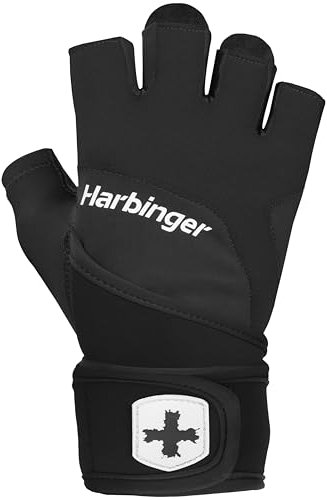 Harbinger Training Grip Wristwrap 2.0 Handschuhe - Schwere Lifting-Handschuhe mit TechGel gepolstertem Handballen, Klettverschluss, 4-Wege-Stretch, Fingerziehhilfen - Unisex, Schwarz, XL