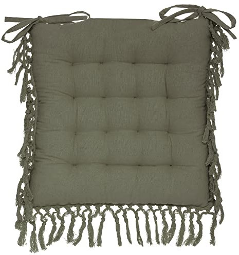 ATMOSPHERA CREATEUR D'INTERIEUR Easydistri Stuhlkissen mit Fransen, 40 x 40 cm, Khaki, 4 Stück