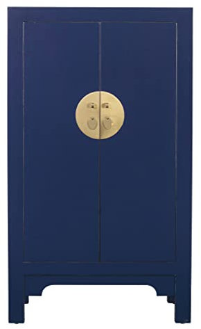 Fine Asianliving Armoire Chinoise Bleue Nuit - Orientique Collection L70xP40xH120cm Armoire Chinoise Meubles Chinois Mobilier Oriental Asiatique Mandarin Pekin