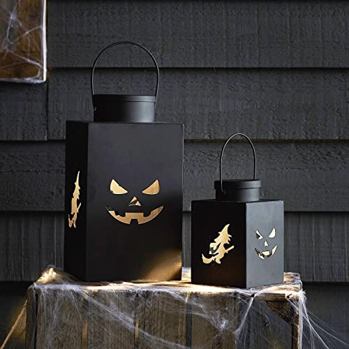 Lights4fun 2er Set LED Halloween Laternen Halloween Deko Außen Timer batteriebetrieb Innen und Außen