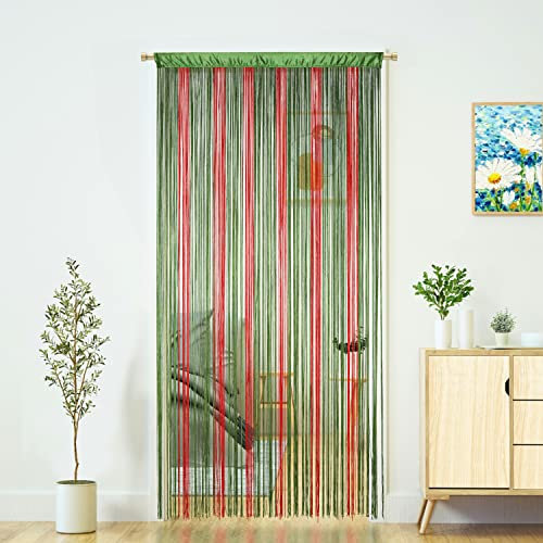 Rideau à ficelles à suspendre - Style bohème hippie - Pour porte, terrasse, chambre à coucher, mur, fenêtre, placard, cuisine, salon, buanderie (100 x 200 cm, festif)