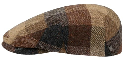 LIERYS Zachery Virgin Wool Flatcap Karierte Mütze Klassisches Fischgrätmuster Wollcap Herren Made in EU Herbst Winter