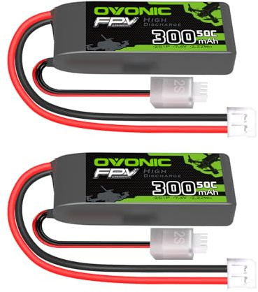 OVONIC 2s Lipo Akku 7.4V 300mAh 50C mit PH2.0 Stecker Lipo für RC FPV Hubschrauber Flugzeug Quadcopter Hobby Racing