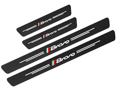 DIOTTI 4 Pezzi Battitacco Adesivi Soglie Porte per Fiat Bravo, Car Fibra Carbonio Battitacco Adesivi Soglie, Auto Styling Accessori,48