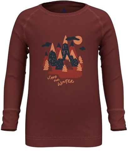 Odlo Kinder Funktionsunterwäsche Langarm Shirt Active WARM ECO Kids Save Our Winter (small), Spiced Apple, 80