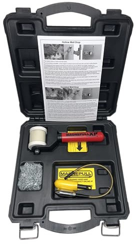 Original Magnepull XP1000-KC, Magnetic Wire Puller, Fishes and Pulls Wire Cable Behind Walls or Tight Spaces, Flexible -Steel Leader, Rare Earth Magnet,Black,11 x 10 x 2.5