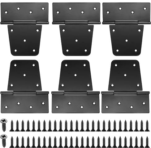 Bisagras plegables para puertas de alta resistencia, 6 piezas, Bisagras T negras para puertas de madera, Bisagras exteriores para puertas de jardín, con 54 tornillos