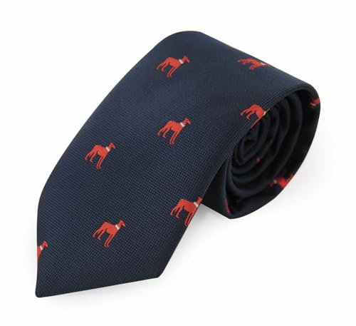 axy Krawatte für Herren mit Geschenkbox Krawatten 7,5 cm breite in verschiedenen Motiv HK3 (Große Hunde - Schwarzblau)
