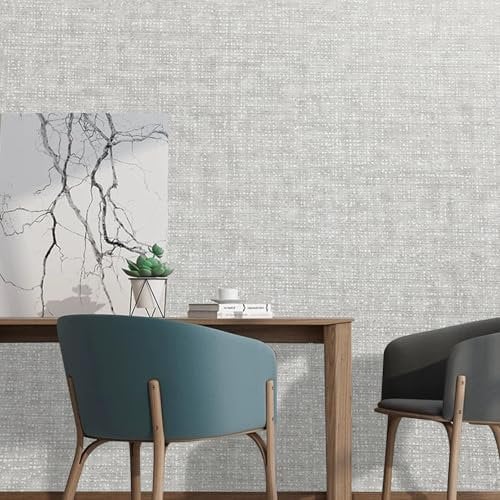 Trafagala Light Grey Fabric Linen Effect Textured Wallpaper Hessian Wallpaper Designed to Look Like Fabric Minimalist Designer Feature Wall Paper for Living Room Bedroom
