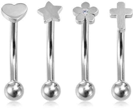 Besyvvin 4stk Curved Barbell 1,2mm Piercing Augenbrauen Lippe Helix Rook Daith 8mm Chirurgenstahl Augenbrauenpiercing