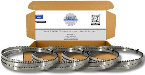 4er Set Birke® UDDEHOLM & GEHÄRTET Bandsägeblätter Weich- und Hartholz für Scheppach, Holzstar uvm.. (1425x10x0,4 6ZpZ (GEHÄRTET))
