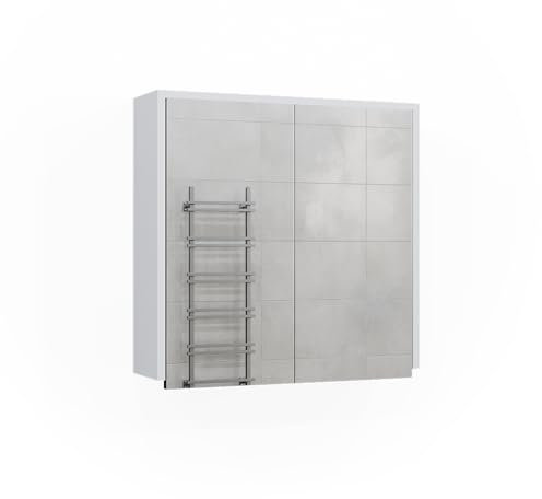Vicco Badspiegelschrank Maltin, Weiß/Anthrazit, 60 x 58 cm mit Zwei Spiegeltüren