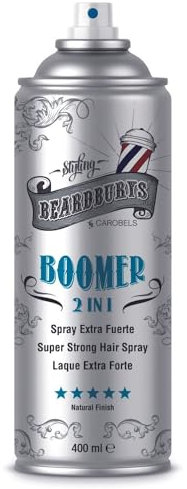 Beardburys HairSpray 2 en 1 Boomer | Laca Profesional para el Pelo Hombre, Mate con Fijación Extra Fuerte, 2 Acabados Concentrado y Nebulizado, Sin C.F.C (2)