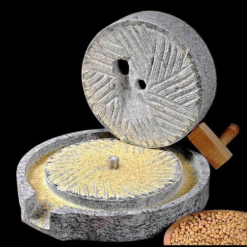 Molino de café manual Hogar Antiguo Molinillo de bayas de trigo, Tradicional Hecho a mano Pequeños pimientos hierbas molino de piedra trituradora de especias, Máquina de café en grano Molino seco/húme
