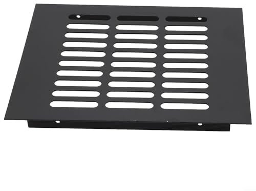 Rejilla de ventilación de aleación de aluminio, color negro, rectangular, cubierta de rejilla de ventilación de metal para cocina, baño, zapatos, armario, estufa, ventilación de escape (150 x 200 mm)