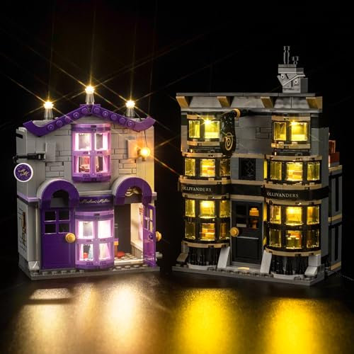 BrickBling Juego de Luces LED para Lego 76439 Ollivanders & Madam Malkin's Robes, Kit de Luz LED, 3 Diodos LED, Pulido, Funciona con Batería o Adaptador DC