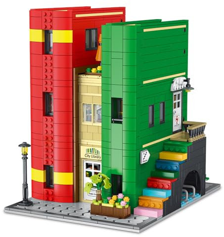 MISINI M2002 Stadtbibliothek Bausteine Set, 2143 PCS Klemmbausteine Modulares MOC Gebäude Ziegel Haus Modell mit Licht, kreatives Gebäude Spielzeug Geschenk für Männer Teens und Kinder