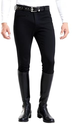 Men's Breeches Full Seat Equestrian Pants for Horseback Riding White Black Horse Riding Trousers Clothes Equipment (US, Numeric, 34, Regular, Regular, Black)