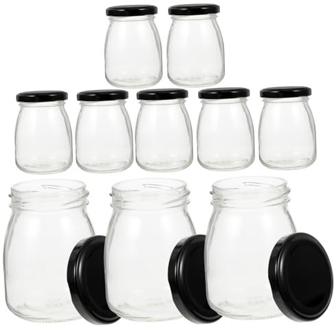 Mikinona 10pièces Bocal Verre Avec Couvercle Hermétique Pot Pour Yaourt Et Dessert Boîte De Rangement Pour Céréales Thé Bonbons Et Fruits Secs