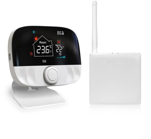 Zilimontt Termostato de calefacción inteligente,Termostato WiFi programable,Termostato inteligente Caldera Calefacción Termostato WiFi Radiador con receptor,Termostato WIFI montado en la pared
