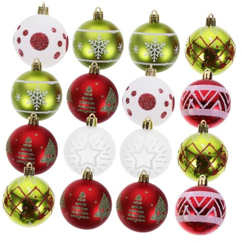 HOLIDYOYO 16pezzi Palline di Natale Decorative in Plastica per Albero di Natale Decorazioni per Feste per Appenderle per Interni Ed Esterni