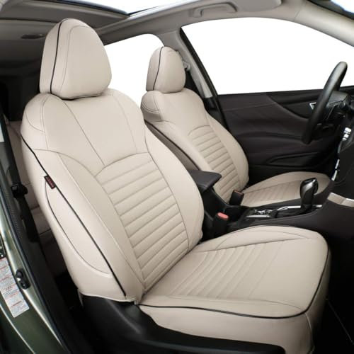 LIULAOGEN Maßgeschneidert Autositzbezüge Leder Für Seat Leon (2009-2013),Schonbezüge für die Vordersitze & Rückbank,Bequem Autositzbezüge Sitzschoner Innenraum Zubehör,A/BEIGE