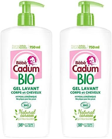 Cadum BEBE Cadum Gel Lavant Corps & Cheveux Bio Natural Caresse 750ml (Lot de 2)