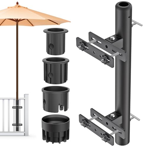 Lifeswell Porta ombrellone da Balcone Porta ombrellone da Balcone per ringhiere di terrazze, Supporto Regolabile per ombrellone da terrazza per Pali da 1-2 Pollici, Supporto per ringhiere di terrazze