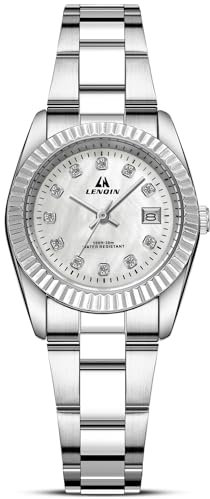 LN LENQIN Damenuhr Edelstahl Armbanduhr Damen wasserdichte Uhr Damen Klassisch Analog Quarz Uhren