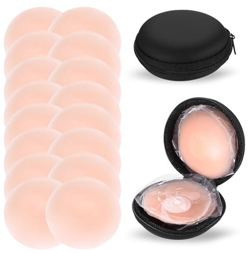 BieMian 8 Pairs Silicone Nipple Covers Invisible, Silicone Nipple Pads Covers, Reusable Seamless Adhesive Nipple Pasties for Women's Breast Petals for Boobs Pink